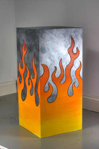 Pedestal- Faux Painted Steel with Flame Design Finish