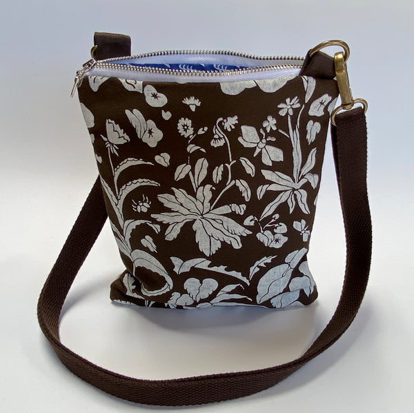 Less Is More- 1000 Flowers in Deep Brown Cross Body Bag