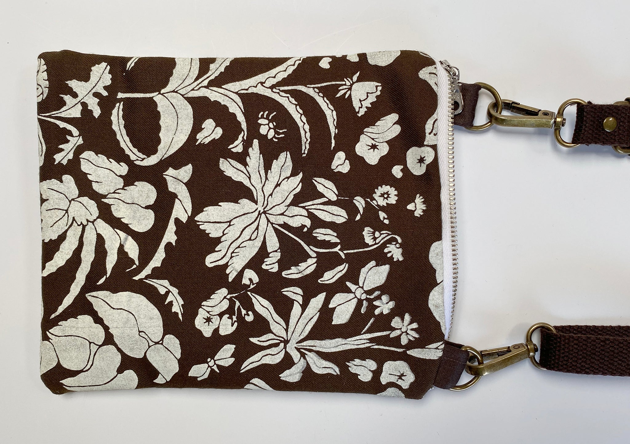 Less Is More- 1000 Flowers in Deep Brown Cross Body Bag