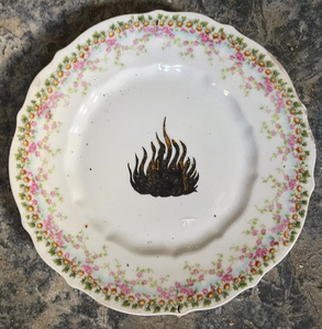 Plate- Culture Collision Series, Hellfire Design on Vintage Plate