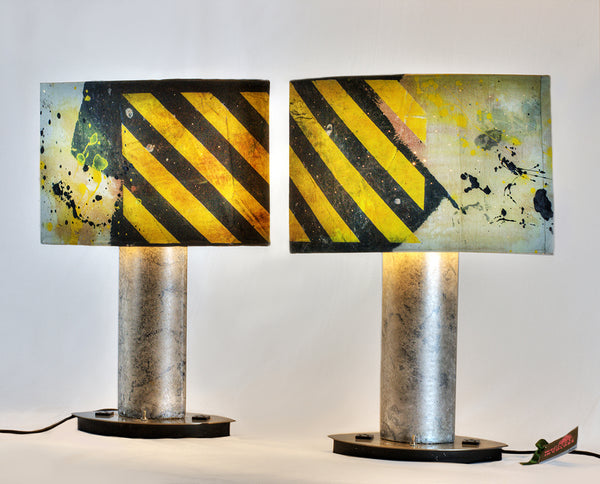 Lamp with Caution Tape Design