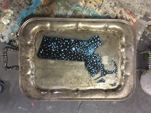 Custom Tray-Cerulean Blue Dots Design