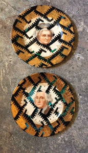 Reserved for SMFA sale-Plate Set of Two- Culture Collision Series, Mixtec Design, George and Martha Washington