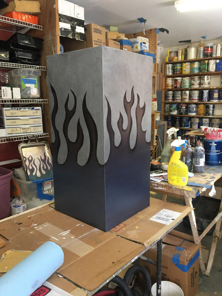 Pedestal- Iconic Flame Design in Aubergine and Blue