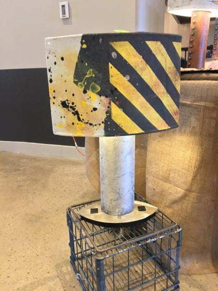 Lamp with Caution Tape Design