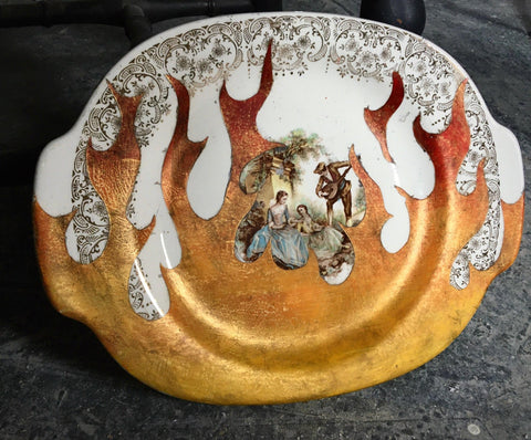SOLD! Platter- Culture Collision Series, Iconic Flame Design on European Serenade Vignette