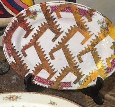 Platter- Culture Collision Series, Mixtec Design, Aztec Gold to Rose Gold Ombre
