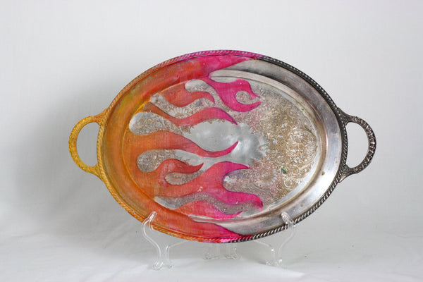 Tray- Culture Collision Series- Iconic Flame Design in Raspberry and Tangerine Ombre