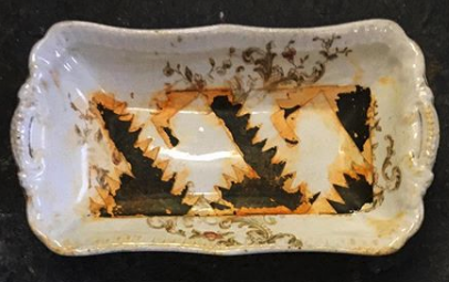 Platter- Culture Collision Series, Mixtec Design, Distressed Black Over Marigold