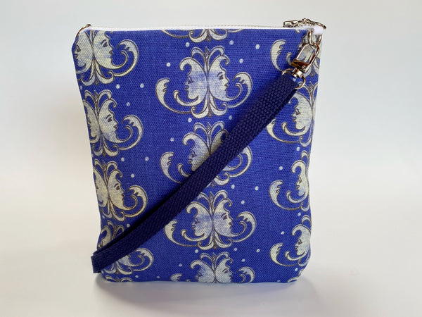 Less Is More- Venetian Moons With Blue Strap Cross Body Bag