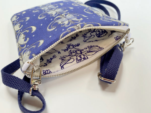 Less Is More- Venetian Moons With Blue Strap Cross Body Bag